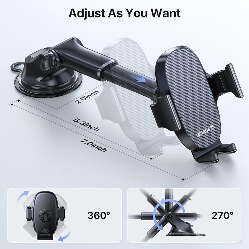 Miracase Phone Holders for Your Car, Universal Car Phone Holder Mount for Car Dashboard Air Vent Windshield, Hands Free Cell Phonen Car Mount Compatible with iPhone Android and All Smartphones - Image 4